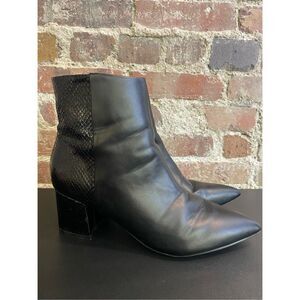 NINE WEST Pointed Toe Black Vegan Leather and Crocodile Skin Ankle Boots  Women’